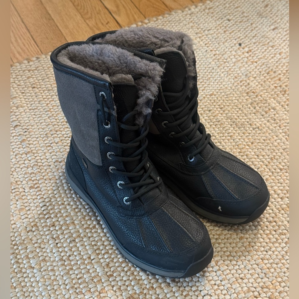 Black and Gray Fur-Lined Snow Boots